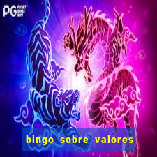 bingo sobre valores para imprimir